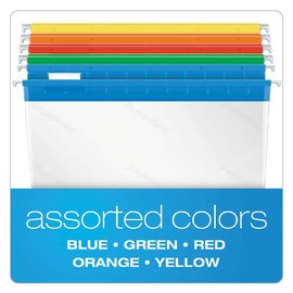 Pendaflex 55708 EasyView Poly Hanging File Folders- Letter- Assorted Colors- 25/Box