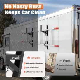 SMOQIO Enclosed Trailer Ladder Rack - 2 Racks, 200lb Load, Black Aluminum, Side Mount Utility for Side Wall