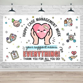 Lofaris Happy Case Management Week Banner 70.8x43.3in Your Support Means Everything Thank You Sign for Case Managers, Healthcare Professionals Appreciation Party Decor