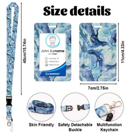 JKDHJK ID Card Holder with Strap, Card Holder with Rotating Lobster Clasp, for Women, Men, Teachers, Nurses, Students, Doctors, Quick Release Buckle