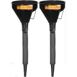 Xtremeauto Flexible Funnel & Spout Fuel & Liquids 𝐃𝐨𝐮𝐛𝐥𝐞 𝐏𝐚𝐜𝐤 - Car Funnel, Fuel Funnel, Wide Mouth Funnel For Oil, Adblue, Screenwash, Coolant, Large Funnel For Petrol