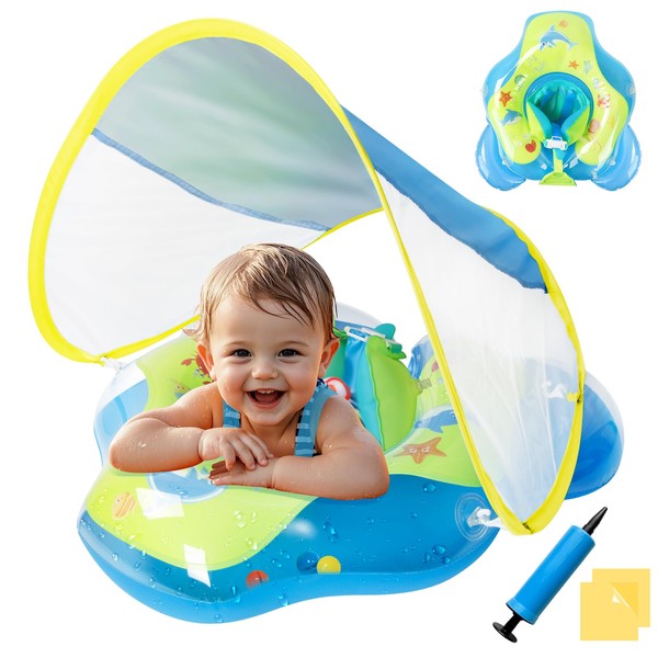 Baby Swimming Ring with Sun Canopy and Dual Airbag Ninonly