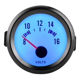 2in Pointer Voltage Gauge 8‑16V Measurement Range High Accuracy Blue LED Voltmeter Universal