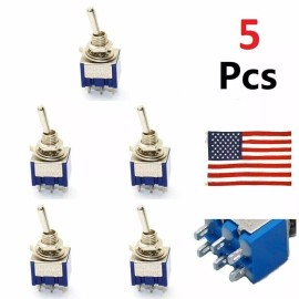 Unbranded Toggle Switches 5 Pcs 3 Position Mini MTS-203 6-Pin DPDT ON-OFF-ON 6A 125VAC