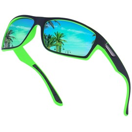 OJIRRU Sports Sunglasses Men's Polarised Sports Glasses for Men Women for Fishing Bicycle Golf Running UV400 Protection, Classic Green
