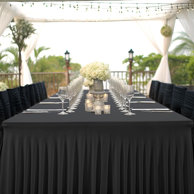 Party Talk 1 Pack Black Rectangular Table Cloth, 8FT x