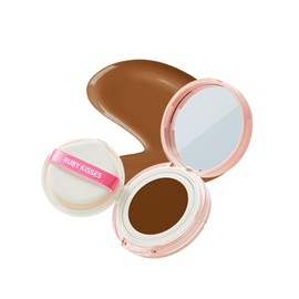 Ruby Kisses Cushion Foundation, Full Coverage Korean Makeup, Lightweight & Long Lasting, All Day Natural Glowy Finish for All Skin Types with Hyaluronic Acid & Bakuchiol (Deep Honey, 0.52 Ounce)