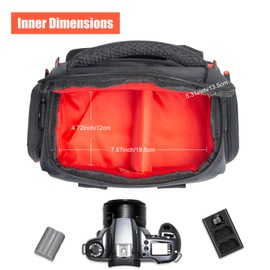 FOSOTO Crossbody SLR DSLR Camera bag Wear-resisting Waterproof and Shockproof with Rain Cover Compatible for Canon EOS Rebel T7 SL3 T7i 250D 2000D 3000D R 5D Mark IV 6D Mark II Sony A6000 A6400 A6600