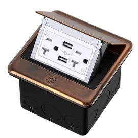 KYHSHJ Professional Pop-up Floor Power Outlet Box with USB 5V/4.8A Socket, 20 Amps Interference-Resistant Socket, Corrosion-Resistant Hardware, ETL Certified, Bronze