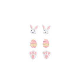 3Pairs Easter Earrings for Women Sparkling Easter Egg Rabbit Bunny Carrot Flower Mushroom Sheep Stud Earrings Jewelry Set Happy Easter Holiday Party Gifts Charm-Set E