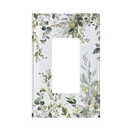 Sage Green Eucalyptus Leaves 1 Gang Single Rocker Decorative Light Switch Cover Electrical Wall Plates Farmhouse Receptacle Switchplate Faceplates for Bathroom Bedroom House