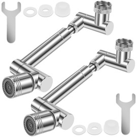 2Pcs 1440° Swivel Faucet Extender, 2 Mode Sink Water Faucet Aerator Extension, Kitchen Sink Faucet Robotic Arm, Splash Water Filter, Rotating Extension Filter Replacement Attachment for Bathroom