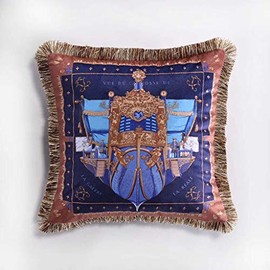 VenusL Tassels Double-Sided Velvet Decorative Throw Pillow Covers,Luxury Medieval European Court Baroque Style,18x18 Inch(45x45cm)