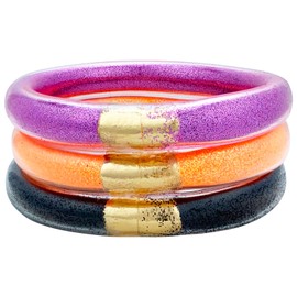 YBMYCM 3PCS Glitter Jelly Bangles Bracelets Set for Women Glitter Filled Jelly Silicone Bracelets
