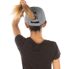 Funky Junque - Gorra de béisbol para mujer, diseño de cola de caballo, Gris con correas de algodón, One Size