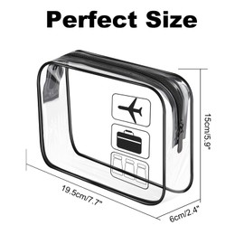 2 Pcs Clear Travel Toiletries Bag,Waterproof Toiletry Bag,Airport Security Liquids Bags,Portable Transparent Bag,Travel Pouch,Multifunctional Cosmetics Bag(Transparent Black)