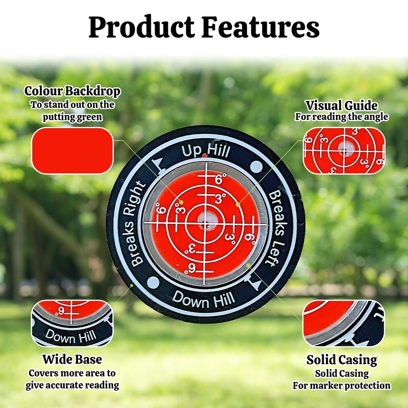 1Pc Premium Golf Green Reader Level Ball Marker with Bubble