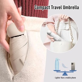 Thryviel Compact Umbrella, Mini Pocket Umbrella, 6 Ribs Pocket Umbrella, UV + Wind Protection, Folding Travel Umbrella - 90 cm Diameter, Ultralight for Travel & Everyday Use, for Men and Women, 10