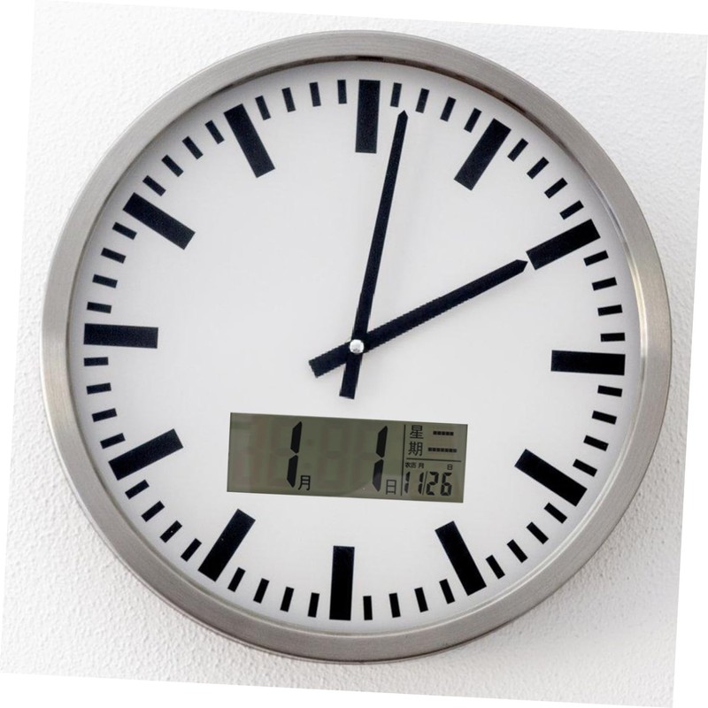 jojofuny Multifunctional Display Wall Clock with Lunar Calendar Temperature Elegant
