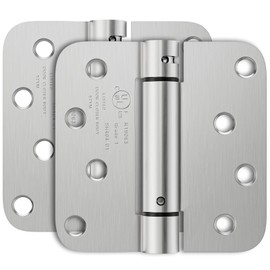 Bubxo 2 Pack Self Closing Door Hinges, 4 Inch Spring Loaded Door Hinges with 5/8'' Radius Corners, Adjustable Tension for Garage, Front, Back Door, UL Listed, Left and Right Hand, Brushed Nickel