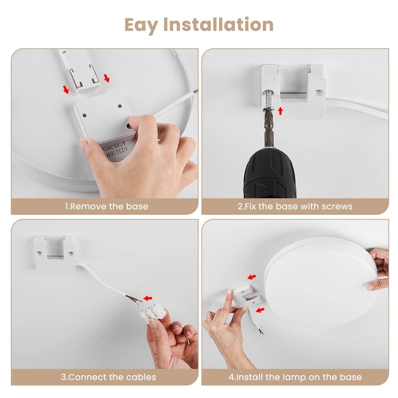 EASY EAGLE LED Ceiling Light, Flat, Round Ceiling Light, 4000