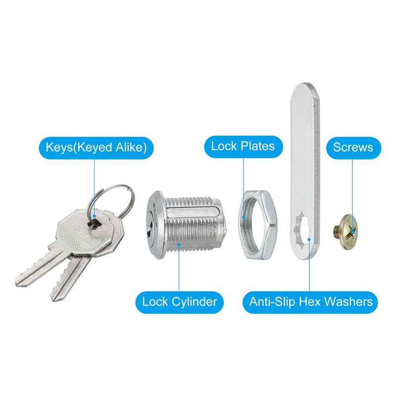 PATIKIL Cabinet Cam Lock with Key, 13/16"(20mm) Cylinder Fits on