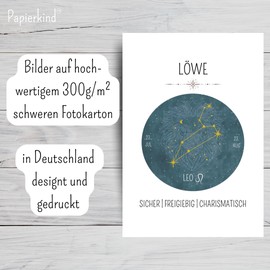 Papierkind™ Poster Zodiac Sign Leo Zodiac Wall Pictures Lion Decoration without Frame Astrology Lion Poster Gift in DIN A4 without Frame (A136-4)