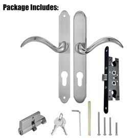HauSun Storm Door Handle Set Replacement Kit with 2 Point Mortise Lock and Key,Security Door Keyed Lever Handle Fits for Pella and Larson Screen and Storm Door (Brushed Nickel)