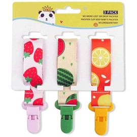 SAYCHEESE Clip Universal de Chupete para Niños y Niñas 3 pack; Tamaño Perfecto para Cualquier Chupón Con o Sin Anillo y Juguetes para Morder; Regalo Ideal de Baby Shower (Frutas)
