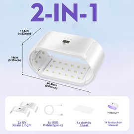 CROTOLO UV Light for Resin,Two-Sided Fast Curing,Foldable Portable UV Light Nail Lamp,UV Curing Lamp[4 Timers],Resin Molds,Jewelry Making,DIY Craft,Nail Curing