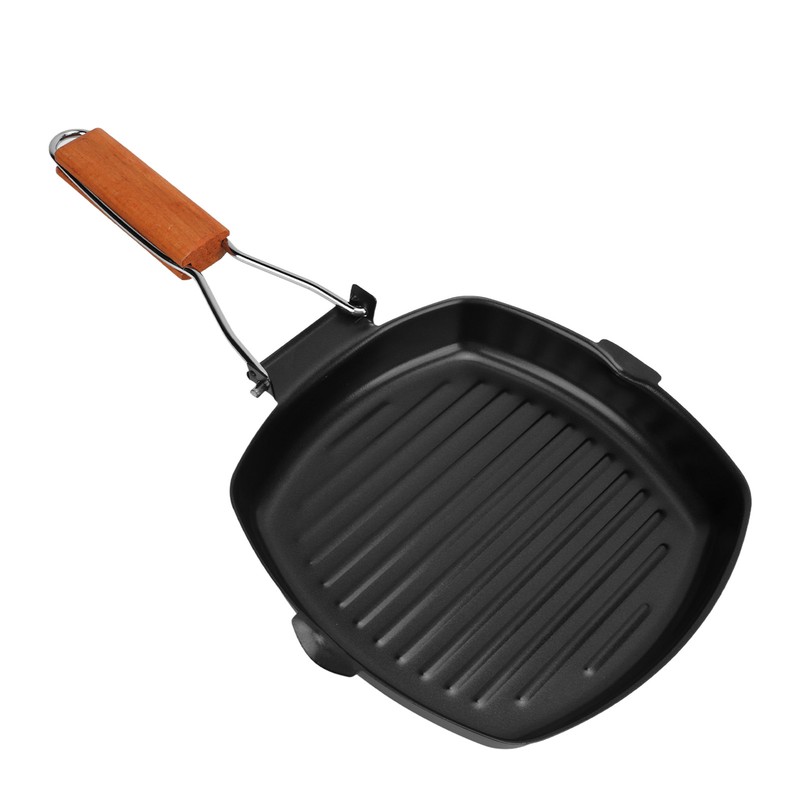 Frying Pan Folding Non Stick Portable Anti Scald Wooden Handle