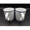 Crate & Barrel White Ribbed Blue Trim Portugal Roulette Spal