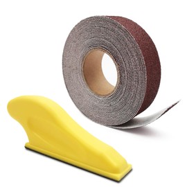 Mini Sander for Small Wood Projects Plus Hook and Loop Sandpaper Roll (1''x20'), Micro Sander Kit Tool Craft Sander for Crafting, Sanding, Tight Space, Precision Finger Detail Sander (80 Grit)