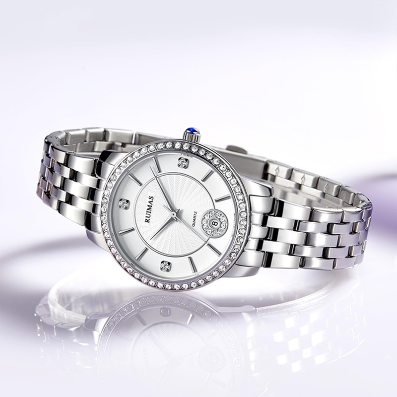 RUIMAS Women's Analog Waterproof Date Fashion Popular Metal Band Quartz