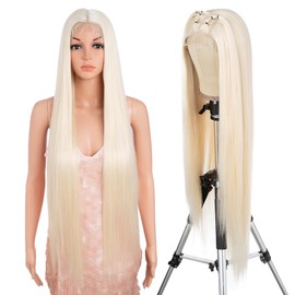 Style Icon Wig 38 Inches Lace Front Wig Human Hair Quality Super Long Straight Wigs for Women Synthetic Hair Replacement HD Lace 150% Density (13 Lace 38 Inch, 613)