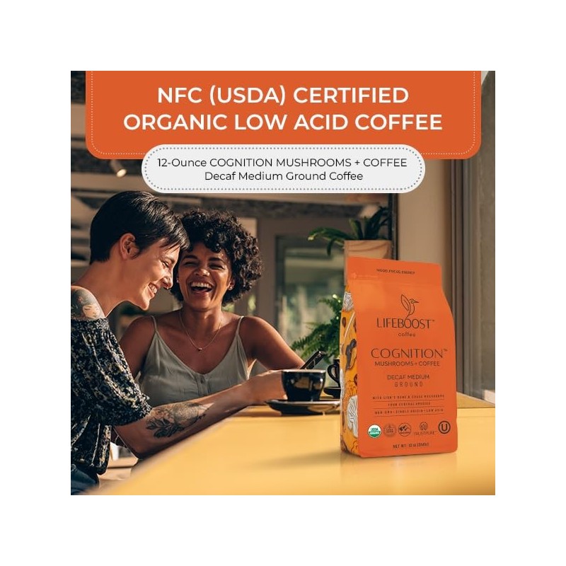 LIFEBOOST Lifeboost Cognition Adaptogenic Decaf Mushroom Coffee - Lions Mane