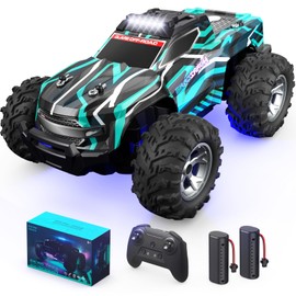 Remote Control Car for 4-7 8-12 Boys, 1/16 Scale All Terrain RC Cars,High Speed 25Km/h Fast Car with Colorful Led Light and Spray, Two Rechargeable Battery RC Truck, Toy Car Gift for Teen Boys Girl