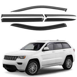 Window Deflectors Smoke Tinted Tape-On Side Window Vent Visor Deflectors Rain Guards Compatible with Jeep Grand Cherokee 2011-2021 - 6 pcs. GW0944