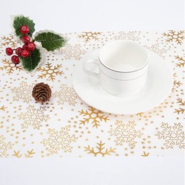 Table Runner Gold Roll 5 m x 28 cm, Table Runner Christmas Gold Glitter Tulle, Table Runner Christmas Paper, Christmas Runner Table Washable, Christmas Decoration Indoor Table Decoration American