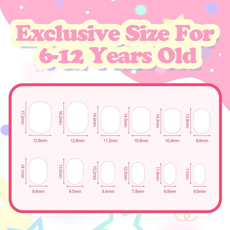 Press on Nails for Kids 6-12,240Pcs 10 Pack Little Girls