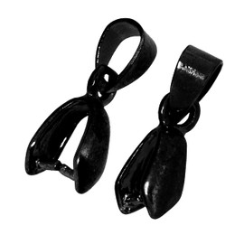 Mandala Crafts Metal Pinch Bail, Pendant Connector, Dangle Charm Clasp Clip for Jewelry Making; 50 PCs Finding Kit (Black, 7 X 20mm)