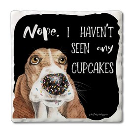 Thirstystone Seen Any Cupcakes Single Absorbent Stone Coaster with Protective Cork Backing Manufactured in The USA 4" Square, Colorful, Artistic, Easily Wipes Clean