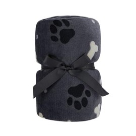 Charcoal Dog Paw Print BonesSoft Fleece Throw Bed Blanket Home Decor New H120 cm X W150cm George