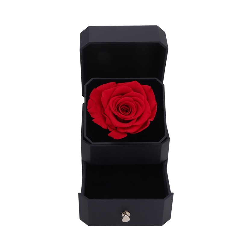 Red Rose Gift Box Soft Flocking Lifting Drawer Portable Jewelry