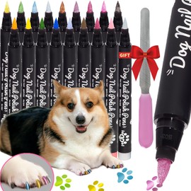 Loqpol 18 Metallic & Matte Colors Dog Nail Polish Pens Quick Dry with Dog Nail File, Non Toxic Glitter Dog Safe Nail Polish, Easy to Apply Pet Safe Accessories for Small and Large Puppies