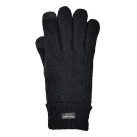 BRUCERIVER Men Pure Wool Knitted Gloves with Thinsulate Lining Size S/M (Black Touchscreen)