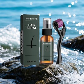 WEST&MONTH 1/2 set of men's hair care set: beard and scalp oil with massage roller; nourishing hair essence; beard spray set.Promote beard growth and thicken the beard; Strawberry Vanilla Soft Serve Aftershave - Quantity: 30ml +micro needle roller, Speci