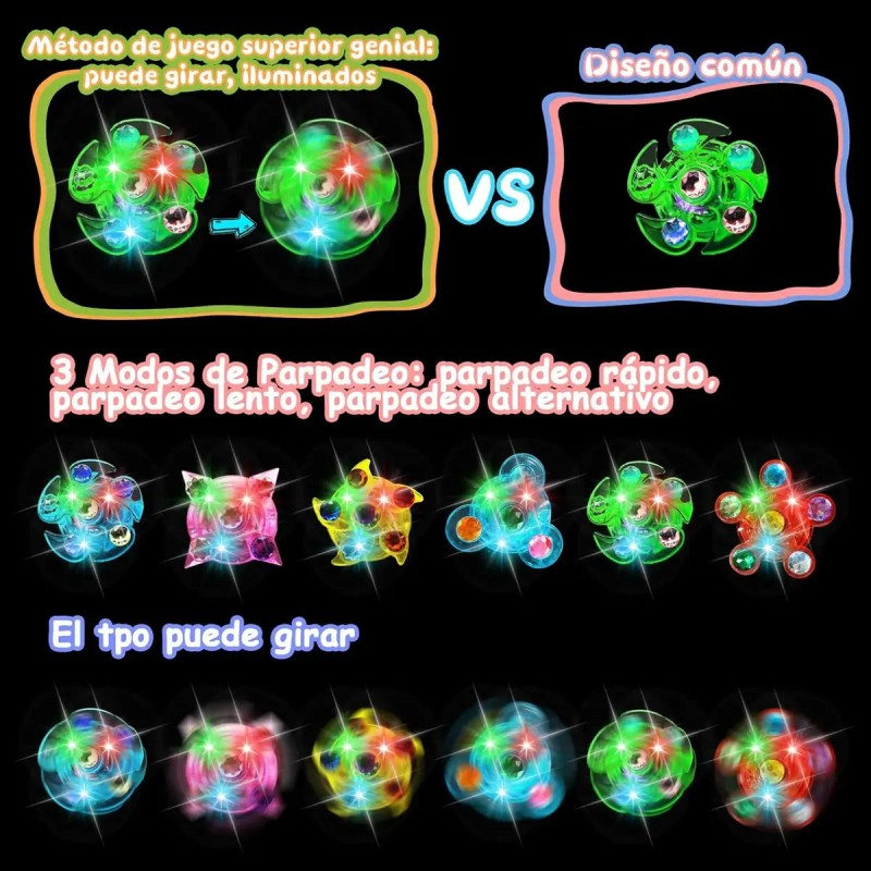Fiesta Neon Led Luz Con 18 Anillos 6pulseras Neon Giratorias