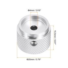 sourcing map 2 Pcs Aluminium Potentiometer Knobs, 3/16"(4mm) IDx7/8"(20mm) ODx5/8"(15.5mm) Height Universal Volume Tone Control Knobs for Guitar, Bass, Arrow Indicator, Silver