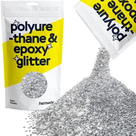 Hemway Polyurethane & Epoxy Glitter 100g - Silver | Extra Chunky Metallic Flake Sequins for Resin Crafts | Craft Supplies for Tumblers, Candles, Coasters, Glass & Floor Art Decoration